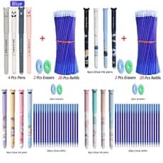 Pronta Entrega Kit 26 Peças Caneta Apagável Térmica Estilo Panda 0.5mm Azul para Estudantes