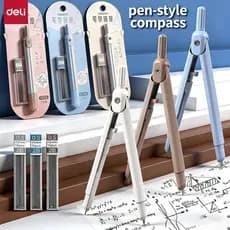 Compasso de Metal Deli com Refis para Desenho Geométrico Escolar