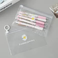 Pronta Entrega Pacote com 10 Sacos Organizadores com Estampa Margarida Transparentes Herméticos Multiuso para Joias e Ma
