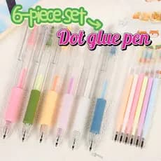 Kit 6 Cola Pontual Tipo Caneta Click Secagem Rápida para Scrapbook e Papelaria