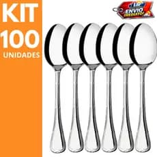 Kit 100 Colheres Premium Em Aço Inox Reforçadas Alta Qualidade Cozinha Restaurante Buffet Eventos