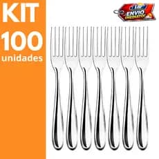 Kit 100 Peças Talheres Garfo Inox Aço Inoxidável Cozinha Restaurante Buffet