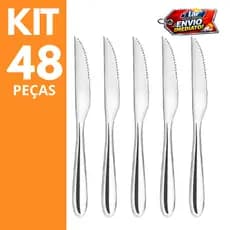 Kit Com 48 Facas de Mesa 100% Aço Inox Alta Qualidade Restaurante Buffet