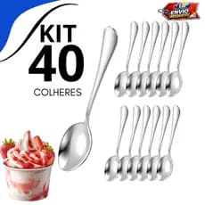 Kit 40/30/20 ou 12 Colher de Sobremesa Talheres de Inox Utensílios para Cozinha Restaurante