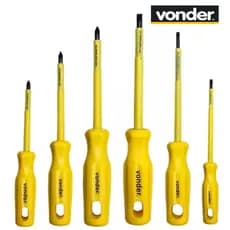 Conjunto Chaves Fenda Phillips Isolada Ponta Magnetizada Vonder 6PÇ