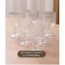 Conjunto 6 Taça de vidro 380ml para agua viho suco kit taca