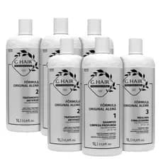 Kit 2 Escovas Progressivas GHair Alemã 6 Produtos 1Litro Liso Duradouro