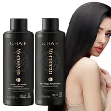 Kit Escova Progressiva Marroquina GHair 2 Passos 1 Litro Poderoso Alisamento Liso e Brilho Extremo