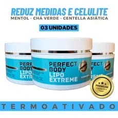 03 Gel Redutor de Medidas e Celulite Termoativado -Diminuição de Gordura Corporal e Celulite -Perfect Body -Lipo Extreme