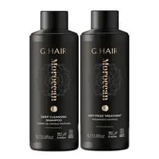 Kit Escova Progressiva G.Hair Marroquino Shampoo + Tratamento 1L Alinhamento dos Fios