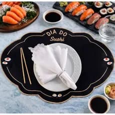 Kit Sousplat Jogo Americano Mesa Posta 12 Pcs Sushi Luxo