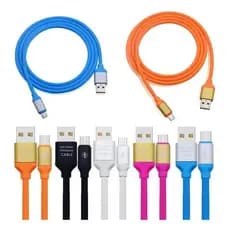 Cabo USB Tipo C Turbo 1 Metro Carga Rápida Colorido Emborrachado Reforçado Transmissão de Dados p/ Celular Android