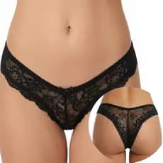 Kit 2 à 5 Calcinha de Renda com Forro em Algodão Modelo Tanga Confortável para o Dia a Dia Edumara