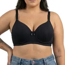 Sutiã Plus Size com Bojo e Aro Reforçado Canelado com Alça Regulável e Confortável Alta Sustentação