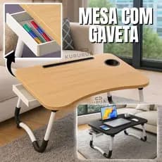 Mesa Para Notebook Portátil Dobrável Articulada em Mdf Suporte para Laptop Cama Estudo Porta Tablet