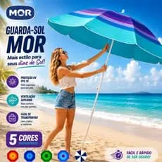 Guarda Sol Grande Praia Piscina com Proteção UV Resistente ao Vento Portátil Grande Colorido Saca Areia