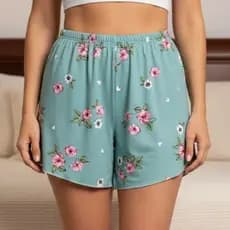 Short Feminino Pijama Suede Confortável Adulto Avulso Estampado Trajes Para Dormir Shortdoll