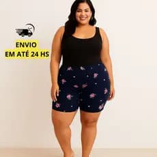 Short Plus Size Confortável  Pijama Feminino Adulto Trajes de Dormir Estampado Avulso G1 G2 G3 G4