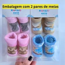 Kit Meia  Bebê Recém Nascido 0 a 3 meses Pimpolho Menino Menina Maternidade Enxoval Infantil