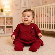 Vestido Calça Bebê Rn Trico Premium  Saída Maternidade Inverno Menina Recem Nascido Infantil