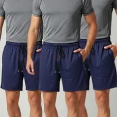 Kit 3 Bermuda Masculina Dry Fit Azul Marinho Esportivo Shorts Academia Com Cordão Envio Imediato