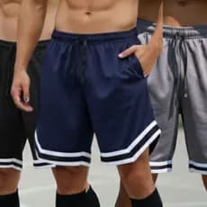 Kit 3 Short Americano Academia Dry Fit Masculino Com Bolso Confortável E Sofisticado Preto Azul Marinho Cinza
