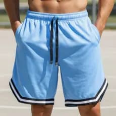 Short Bermuda Dry Fit Americano Masculino Academia Respiravel Para Treino e Corrida Detalhe Listras Azul