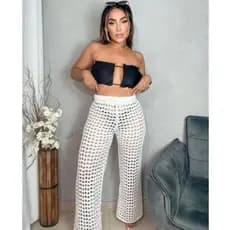 Calça Saída de praia crochê moda verão