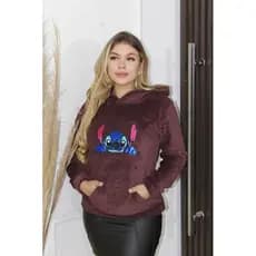 blusa stitch pelinho com capuz moda inverno