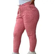 Calça Jogger Feminina Peluciada Felpuda,com cordão para regular a cintura e bolso
