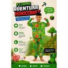 Pijama Minicraft Meninos Personagens Inverno Longo Minicraft Infantil