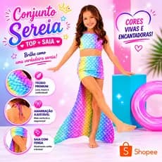 Biquíni Sereia Infantil, Cauda, Moda Praia Menina, Fantasia Sereia, Piscina, Praia, Verão, Infantil