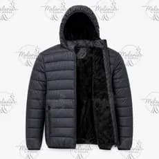 Jaqueta Peluciada Puffer Com Capuz Removível Masculina Forrada