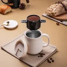 Mini Filtro de café de aço inoxidável coador portátil reutilizável para casa escritório e viagens