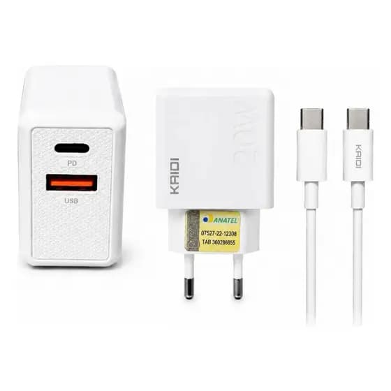 Kit Carregador rápido de 120W 67W com 6A USB Caxinha + Cabo Tipo C