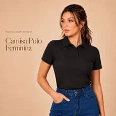 Camisa Polo Feminina Baby Look Algodão Manga Curta Trabalho Uniforme Casual Social Verão