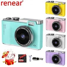 Câmera Digital 4K HD Infantil 64MP Autofoco Vlogging 2.4 Polegadas Retro Moda Portátil Filmadora De Vídeo Para Estudante