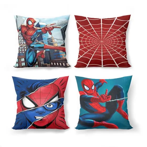 Kit com 04 Capas de Almofadas do Homem Aranha