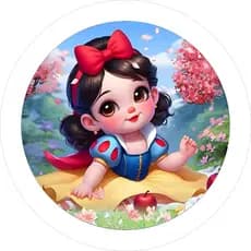 Capa para Mini Painel Redondo Branca de Neve 50cm