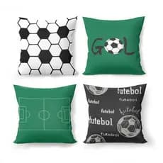capa de Almofada com 01 e Kit com 04 Capas de Almofadas com Tema de Futebol