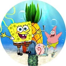 Capa Mini Painel Redondo Festa Tema Bob Esponja  50x50