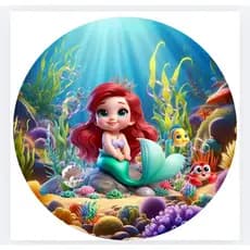 Capa Mini Painel Redondo Festa Tema Ariel 50x50