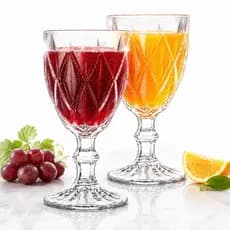 Kit 2 Taças Diamond 330ml Vidro Transparente Taça Diamante Água Suco Vinho Mesa Posta