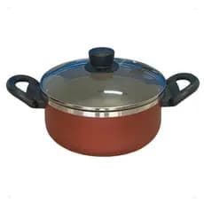 Panela Caçarola Alumínio Antiaderente N16 Tampa de Vidro 1,4L Cereja