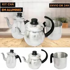 Kit Chá 3 Peças em Alumínio Bule + Chaleira + Fervedor PROMOÇÃO ALUMÍNIO RESISTÊNTE GROSSO BATIDO