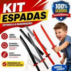 Kit 5 Espada De Brinquedo Infantil Samurai Ninja Katana Brinquedo Menino
