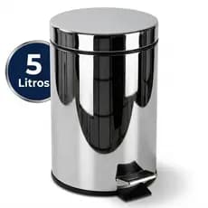 Lixeira Inox 5 Litros c/ Pedal e Cesto Removível Lixo Pequeno Banheiro Cozinha Casa Escritório