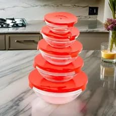 Kit 5 Potes De Vidro Tampa Hermetica Organizador Cozinha Armazenamento Alimentos