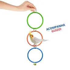 Brinquedo Argola Tripla Calopsita Balanço Pássaros Aves Grande Colorida