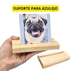 Suporte de Madeira P/ Azulejo Pinus Base Decorativo Personalizado Presente Foto